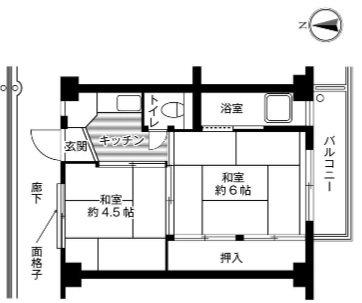 ビレッジハウス水口 2号棟(1DK/3階)の間取り写真