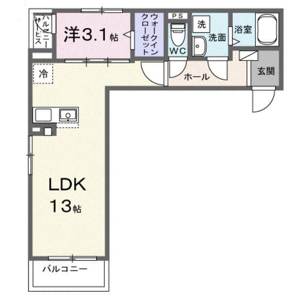 タイヨウ・レジデンス(1LDK/2階)の間取り写真