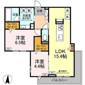 セレスティア檀溪通(2LDK/1階)の間取り写真