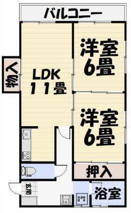 辻村ハイツ(2LDK/2階)の間取り写真