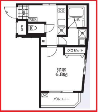 ビアンフェ入谷(1K/5階)の間取り写真