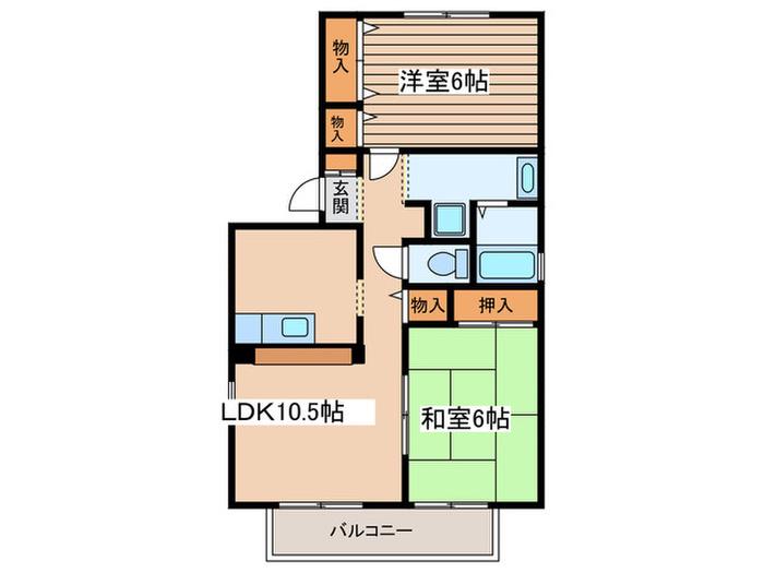 コーポマツバA(2LDK/1階)の間取り写真
