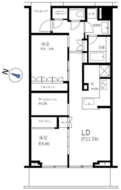 プラウド都立大学(2SLDK/3階)の間取り写真