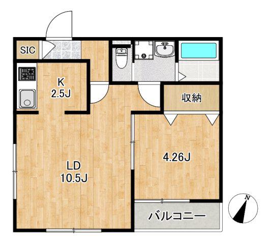 FUJISTA所沢18(1LDK/2階)の間取り写真