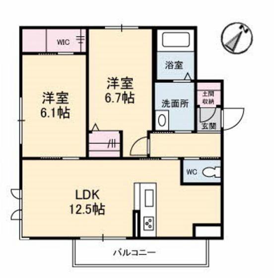 シャーメゾン沖(2LDK/3階)の間取り写真