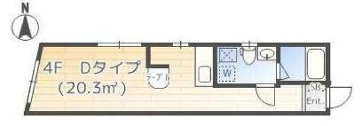 キャナルシティサウス(ワンルーム/4階)の間取り写真