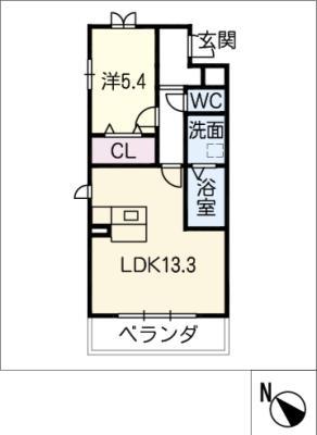 メゾンファミール(1LDK/1階)の間取り写真