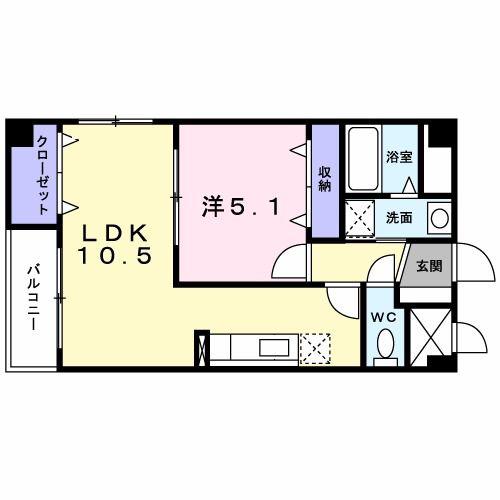ラ・プラージュ(1LDK/2階)の間取り写真