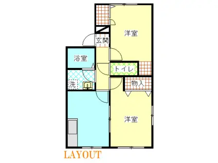 リバーサイドヒルA(2DK/2階)の間取り写真