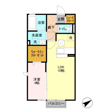 ディアコート(1LDK/1階)の間取り写真