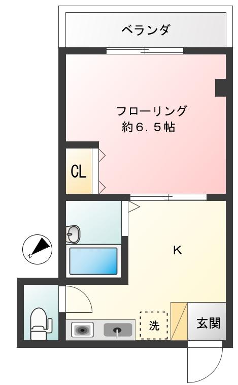 不動前マンション(1K/2階)の間取り写真