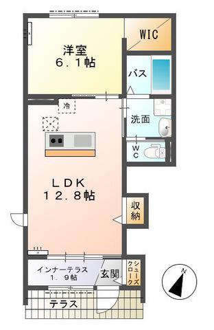 サングレイス(1LDK/1階)の間取り写真