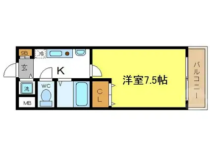 メゾンソレイユ(1K/1階)の間取り写真