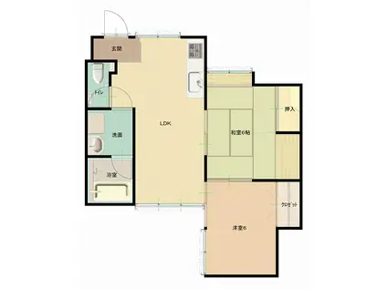 ハウス大内野90(2LDK/2階)の間取り写真