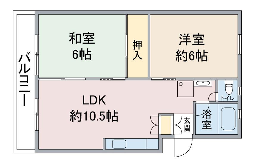 第2大幸ハイツ(2LDK/4階)の間取り写真