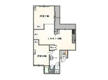 戸田コーポ(2LDK/2階)の間取り写真
