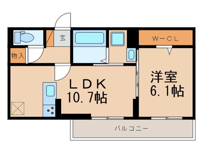 フロイデ仲原(1LDK/3階)の間取り写真
