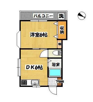 サンハイツ(1DK/2階)の間取り写真