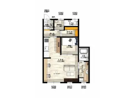 ENSIAII(1LDK/1階)の間取り写真