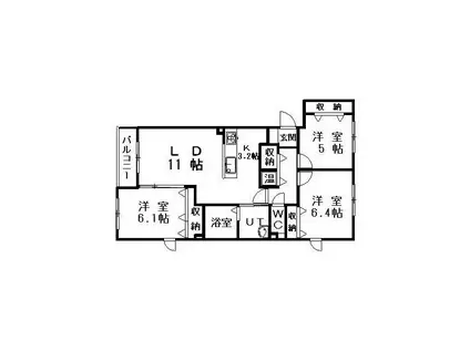 シャルール(3LDK/1階)の間取り写真