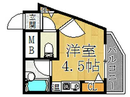 東大阪レヂデンス(ワンルーム/4階)の間取り写真