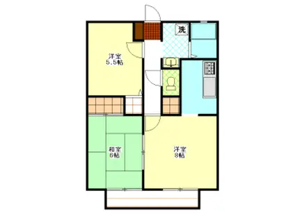 ハイツボヌールB(3K/2階)の間取り写真