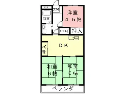 HOUSE610(3DK/6階)の間取り写真