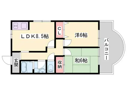 土井マンション(2LDK/2階)の間取り写真