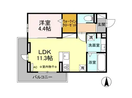 D-ROOM茜部中島 A棟(1LDK/3階)の間取り写真