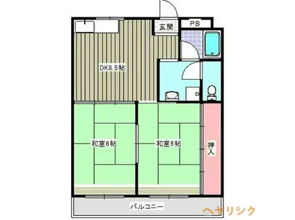 第三藤島ビル(2DK/2階)の間取り写真