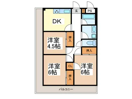 小平ビル(3DK/3階)の間取り写真