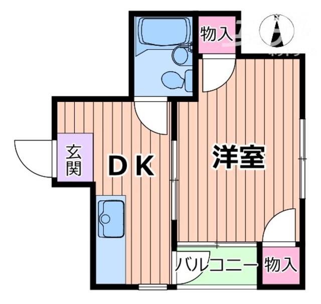 岡優マンション(1DK/2階)の間取り写真