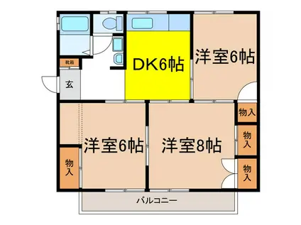 上松ハウスA(3DK/2階)の間取り写真