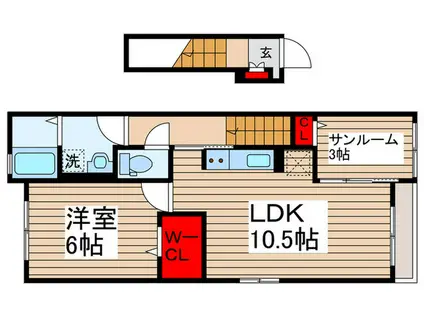 ファインハウスIV(1LDK/2階)の間取り写真