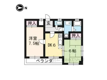 DAKOTA HOUSE(2DK/3階)の間取り写真