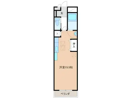 トリ―ハイツ八幡(ワンルーム/2階)の間取り写真