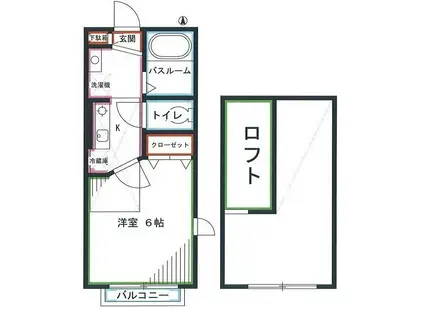 プチポワゾン(1K/2階)の間取り写真