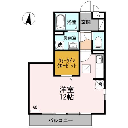 エミネンス野上 B棟(ワンルーム/1階)の間取り写真