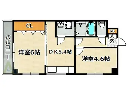 甲南第5サンコーポラス(2DK/8階)の間取り写真