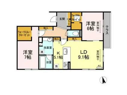 T-5FLAT(2LDK/1階)の間取り写真