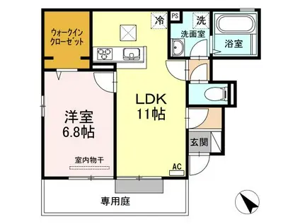 ソレイユ 壱番館(1LDK/1階)の間取り写真