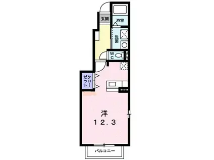スウィートM・K(ワンルーム/1階)の間取り写真