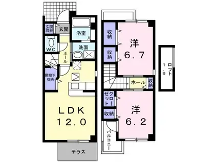 プラティークA(2LDK/1階)の間取り写真