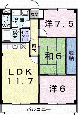 マリッチ今宿(3LDK/3階)の間取り写真