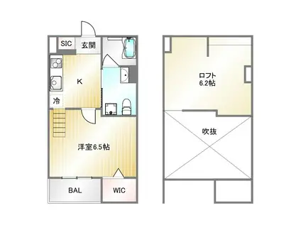 YUTOPIA 新長田(1K/2階)の間取り写真