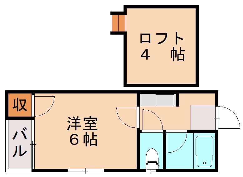 カビネダムール唐原(1K/1階)の間取り写真