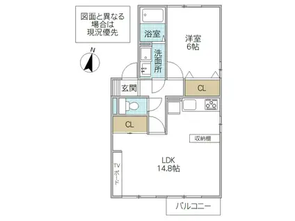 大黒屋6(1LDK/2階)の間取り写真