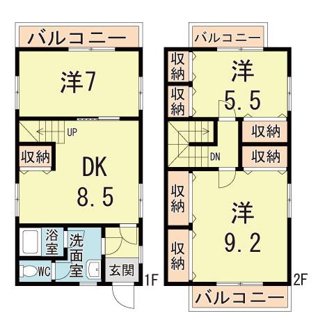 コムディッソFモール(3DK/4階)の間取り写真