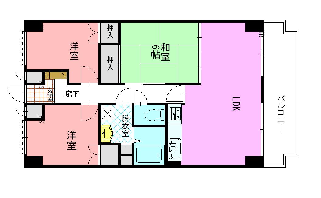 アクシーズタワー旭台(3LDK/13階)の間取り写真