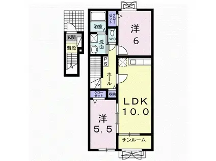 アッシュ2(2LDK/2階)の間取り写真
